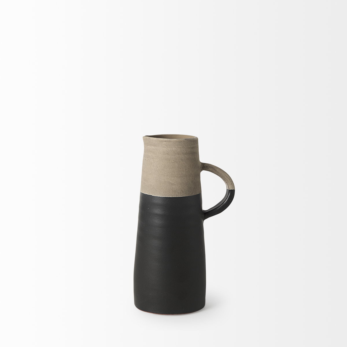 Garand Small 13H Two-Toned Black/Natural Ceramic Jug, Decorative Jar by Mercana, 6.3" length x 4.53" width x 10.24" height View 6