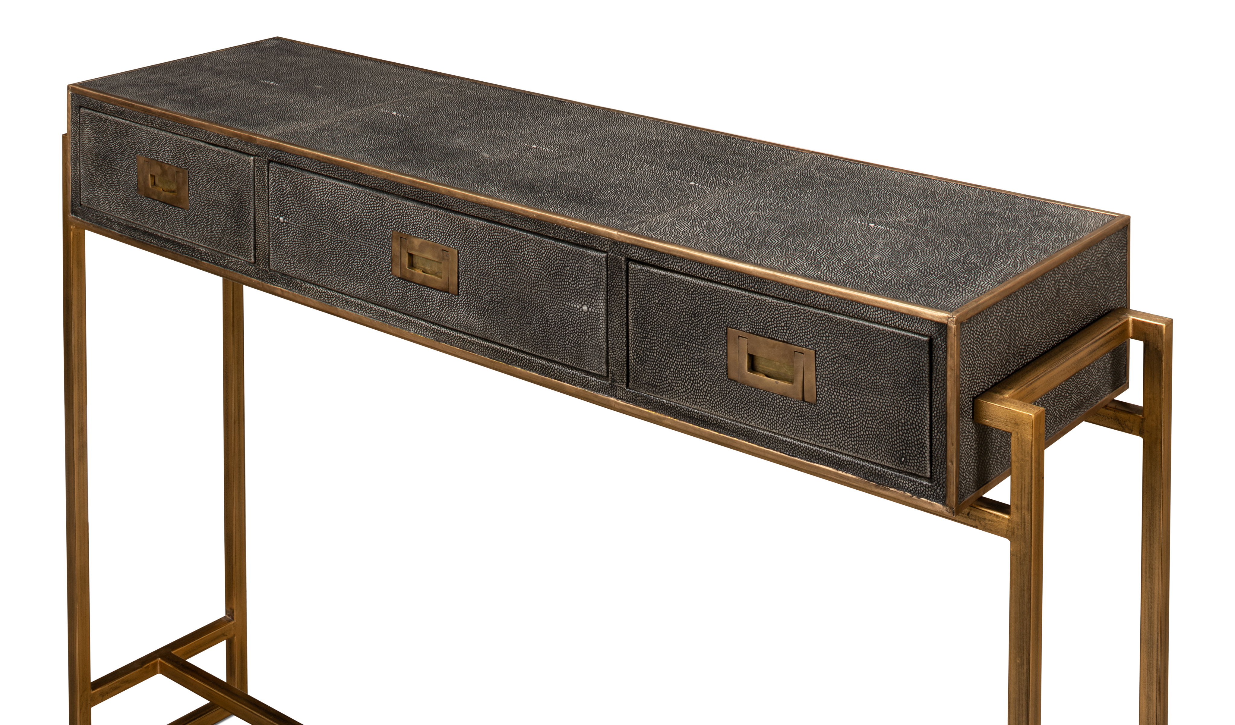 Shagreen Gold & Gray Console, Console Table by Sarreid, 49" length x 12" width x 34" height View 10