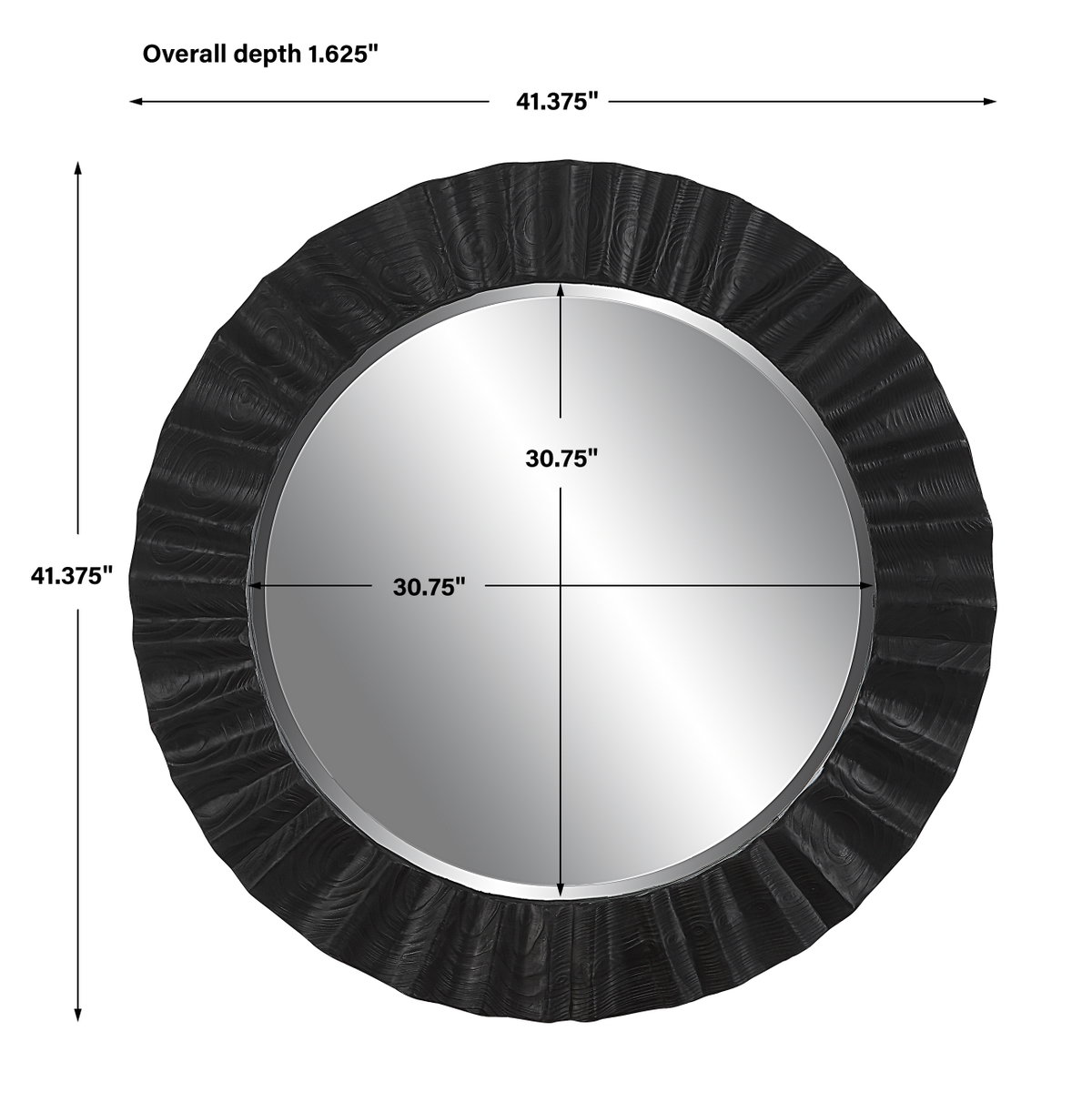 Caribou Dark Espresso Round Mirror, by Uttermost, 41.37" width x 41.37" height x 1.62" depth View 3