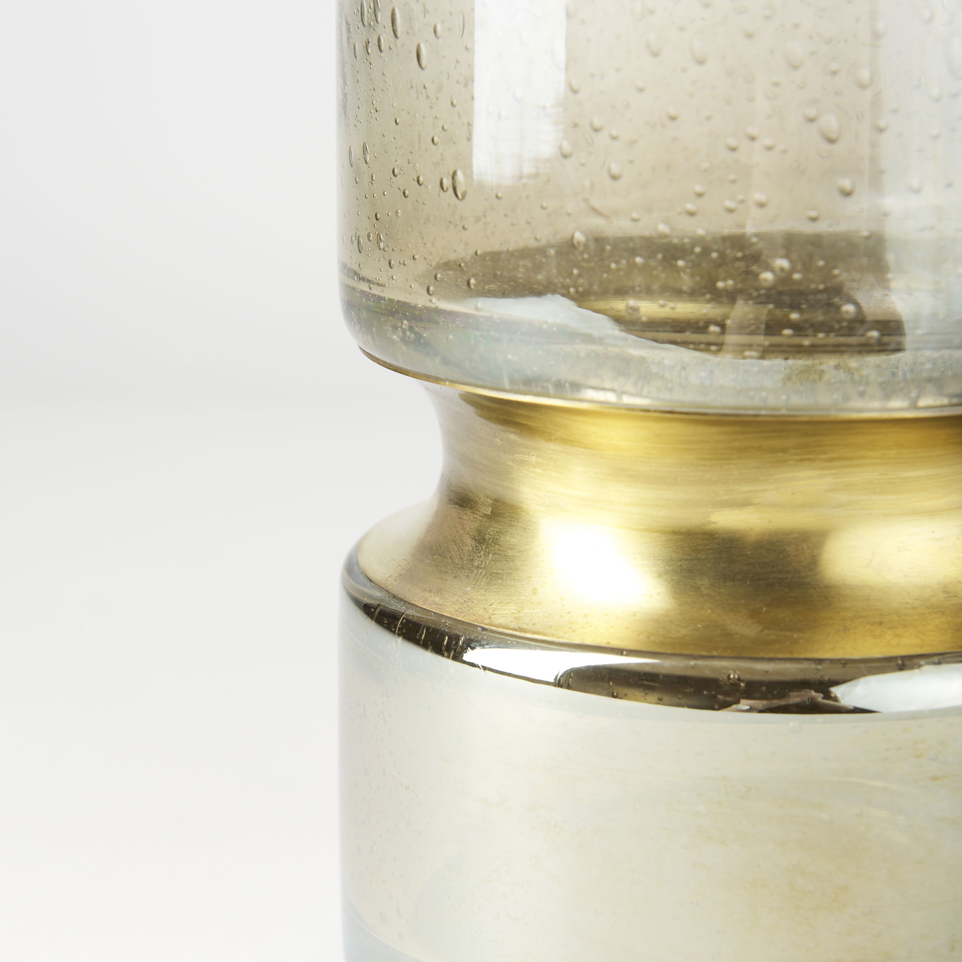 Adriatic I Small Brushed Gold Metal Glass Vase, by Mercana, 4.72" length x 4.72" width x 11.02" height View 9