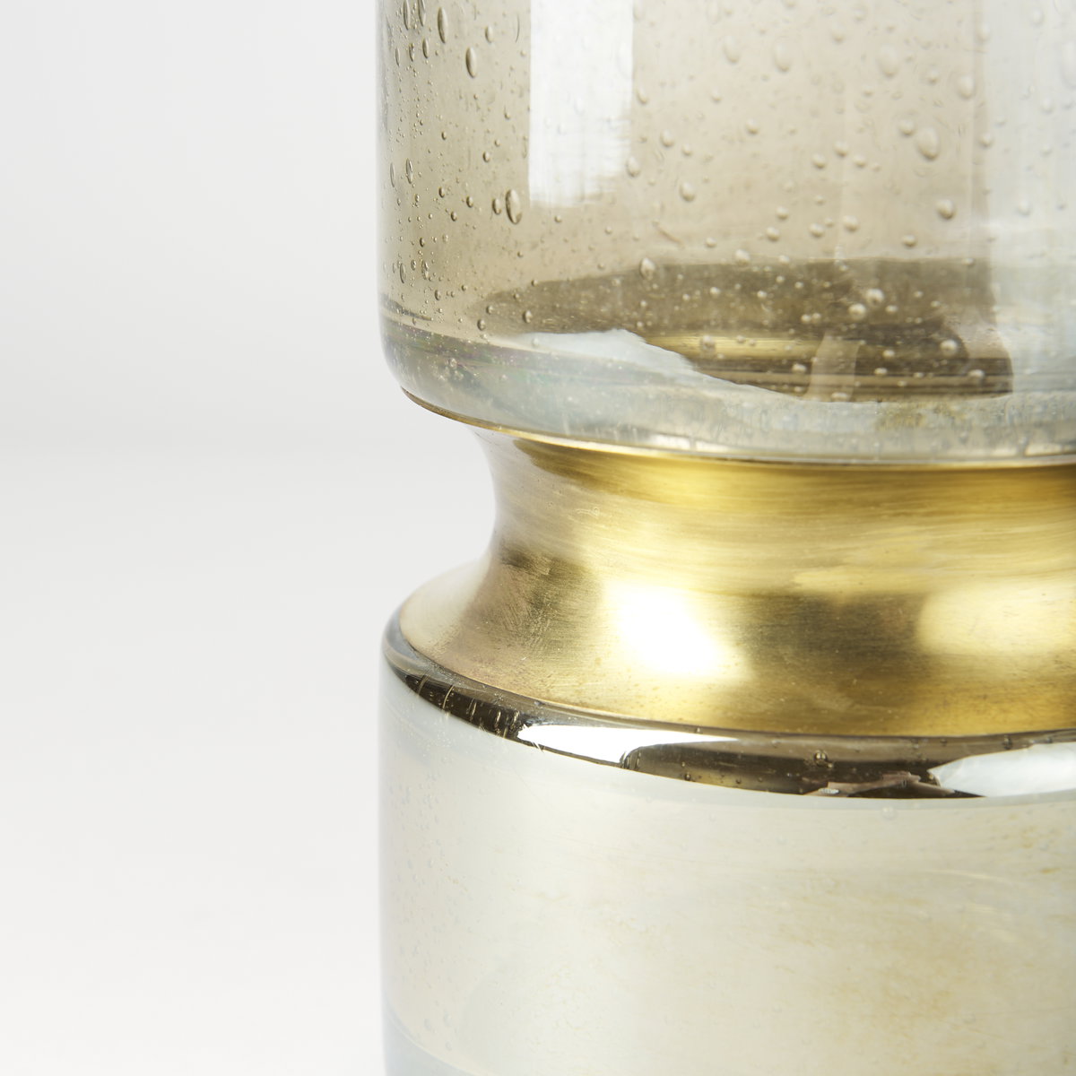 Adriatic I Small Brushed Gold Metal Glass Vase, by Mercana, 4.72" length x 4.72" width x 11.02" height View 9