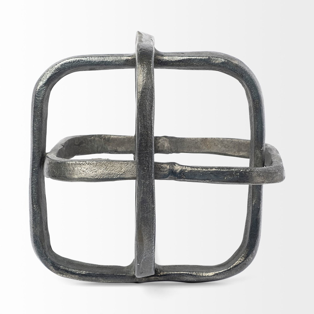 Willem II 9L x 9W Silver Metal Open Cube Decor Object, Decorative Object by Mercana, 8.58" length x 8.58" width x 8.58" height View 4