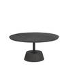 Maxwell 34' Dark Brown Wood with Black Metal Pedestal Base Round Coffee Table, by Mercana, 34" length x 34" width x 16" height thumbnail 1