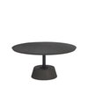 Maxwell 34' Dark Brown Wood with Black Metal Pedestal Base Round Coffee Table, by Mercana, 34" length x 34" width x 16" height thumbnail 1