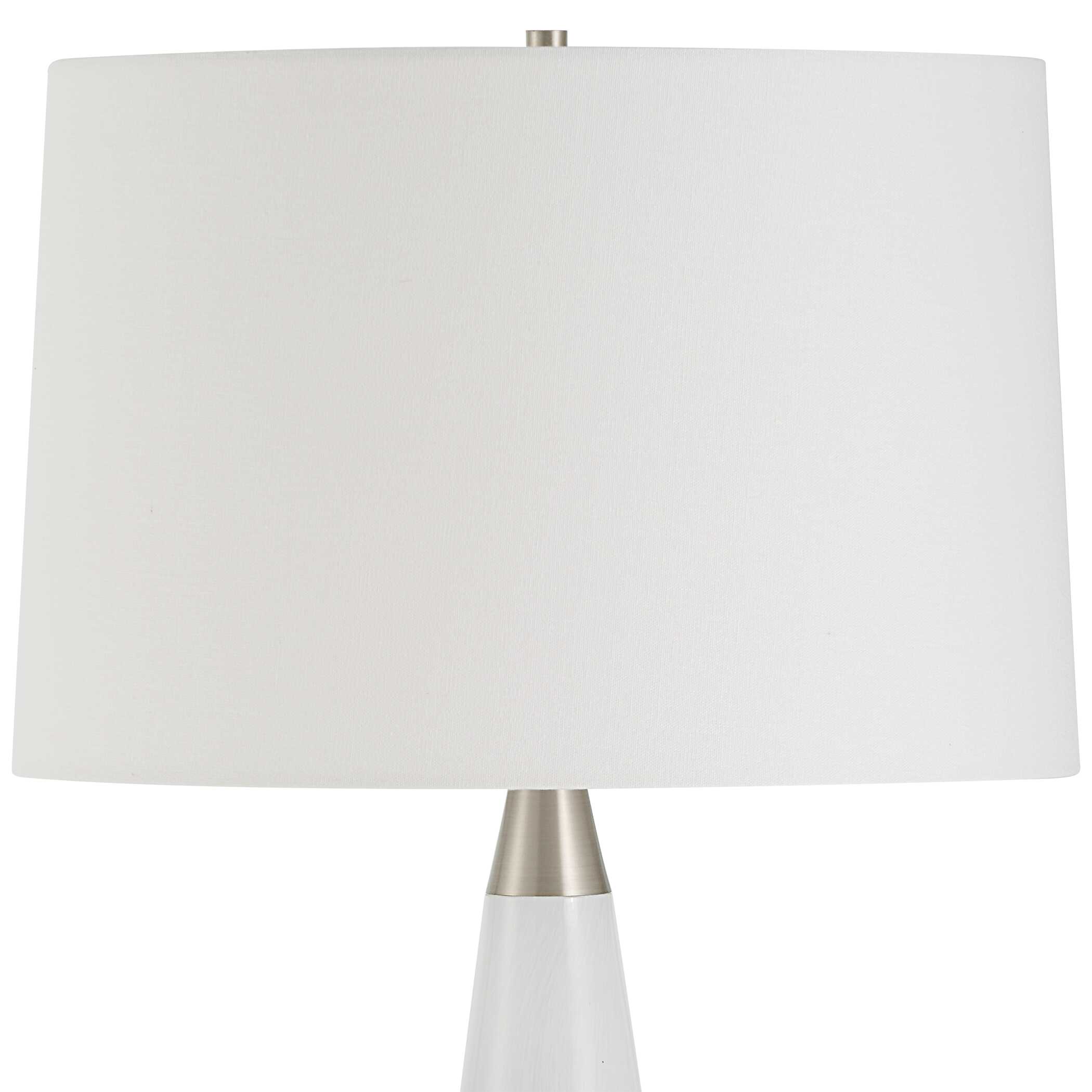 Quinn White & Silver Table Lamp large image 