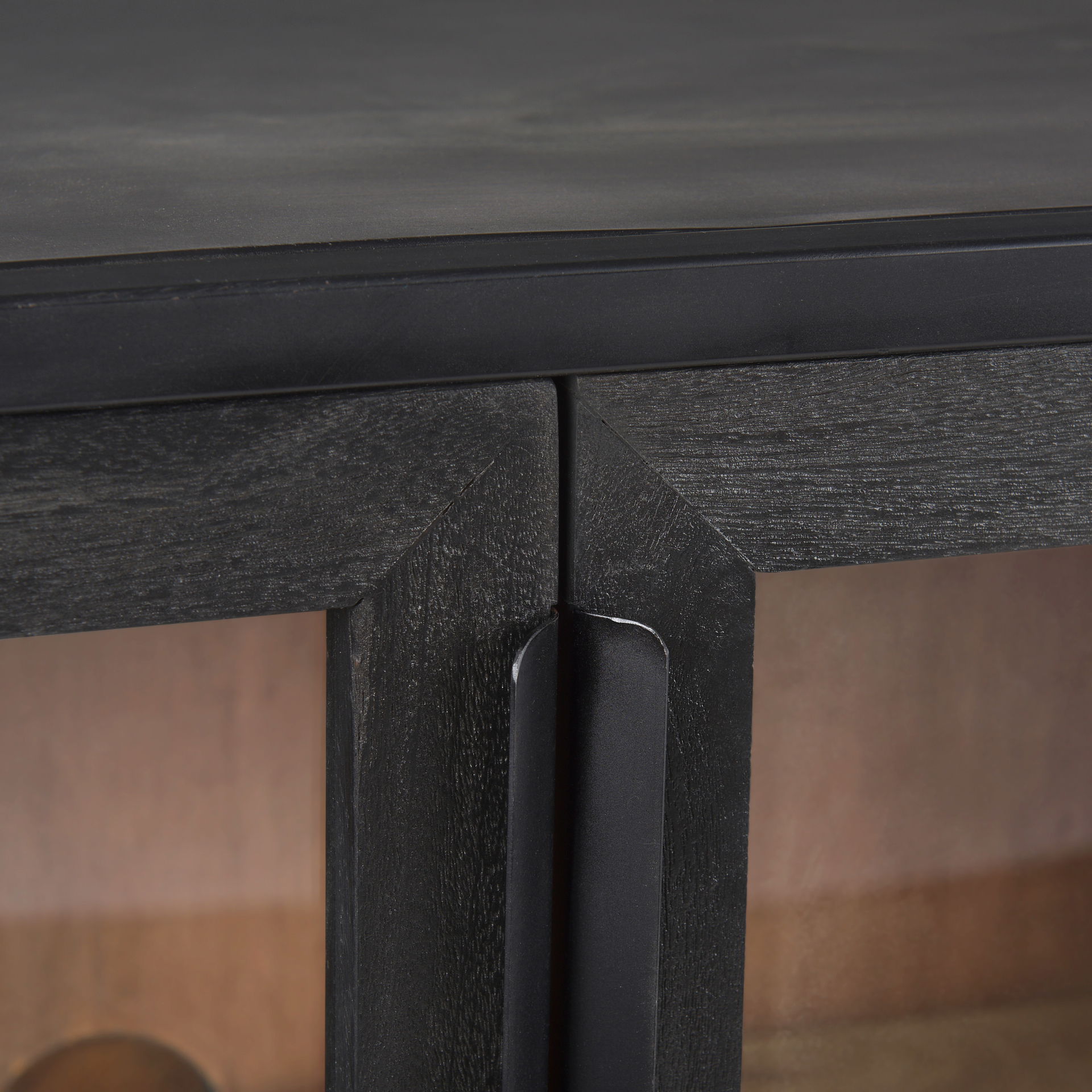 Sloan Black Wood with Black Metal Frame Accent Cabinet, Cabinets & Chest by Mercana, 40" length x 17.5" width x 36.25" height View 9