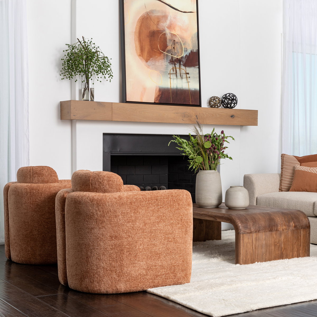 Munson Occasional Chair Clay, Accent Chair by Dovetail, 32.25" width x 30.9" height x 31" depth View 7