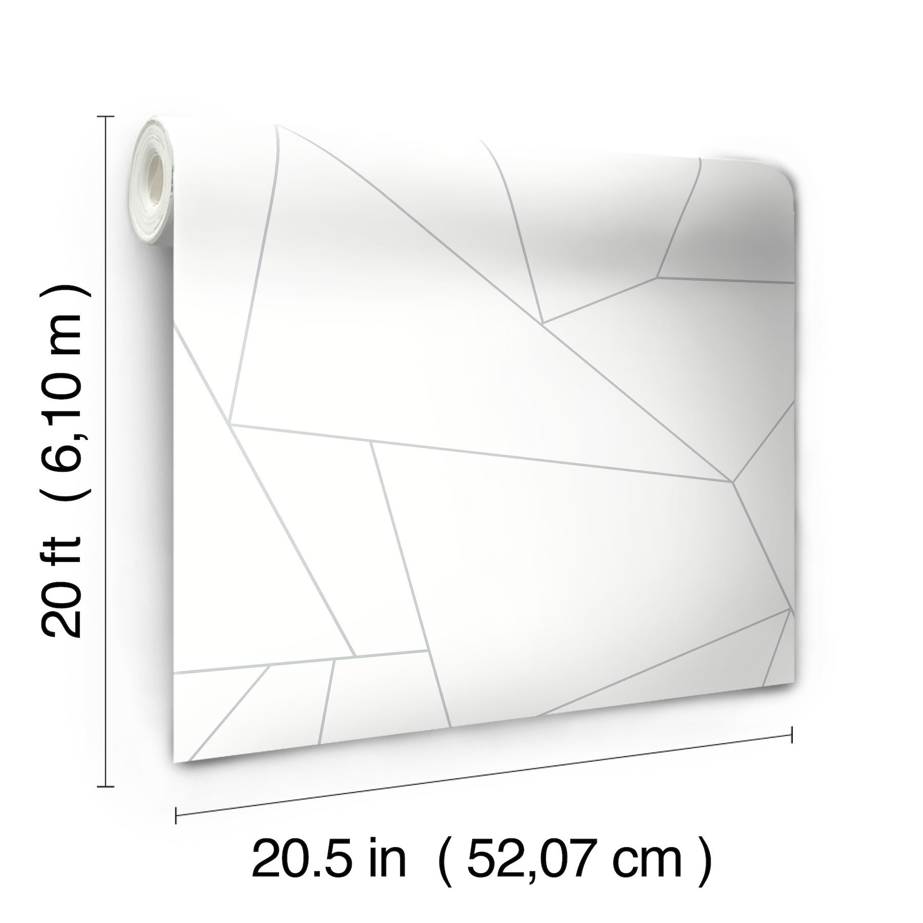 Fractured Prism Grey Metallic Peel & Stick Wallpaper large image 