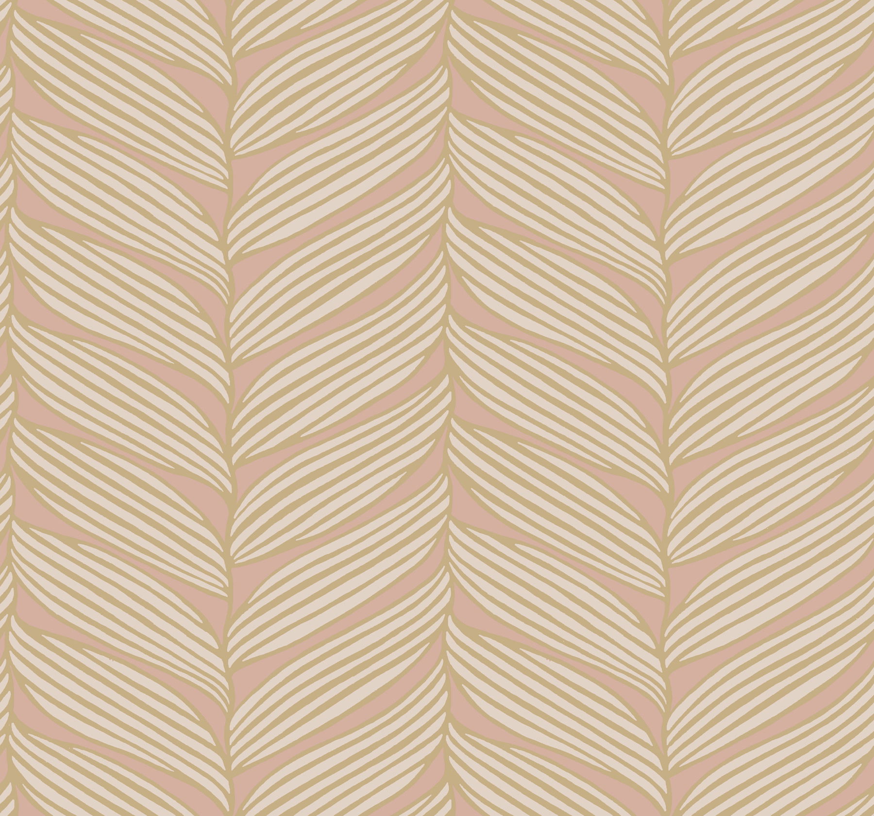 Luminous Leaves Blush & Gold Wallpaper large image 
