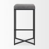Frodo 16.5L x 16.5W x 29.75H Gray Fabric Seat with Black Iron Frame Bar Stool, Counter & Bar Stool by Mercana, 16.54" length x 16.54" width x 30.32" height thumbnail 3