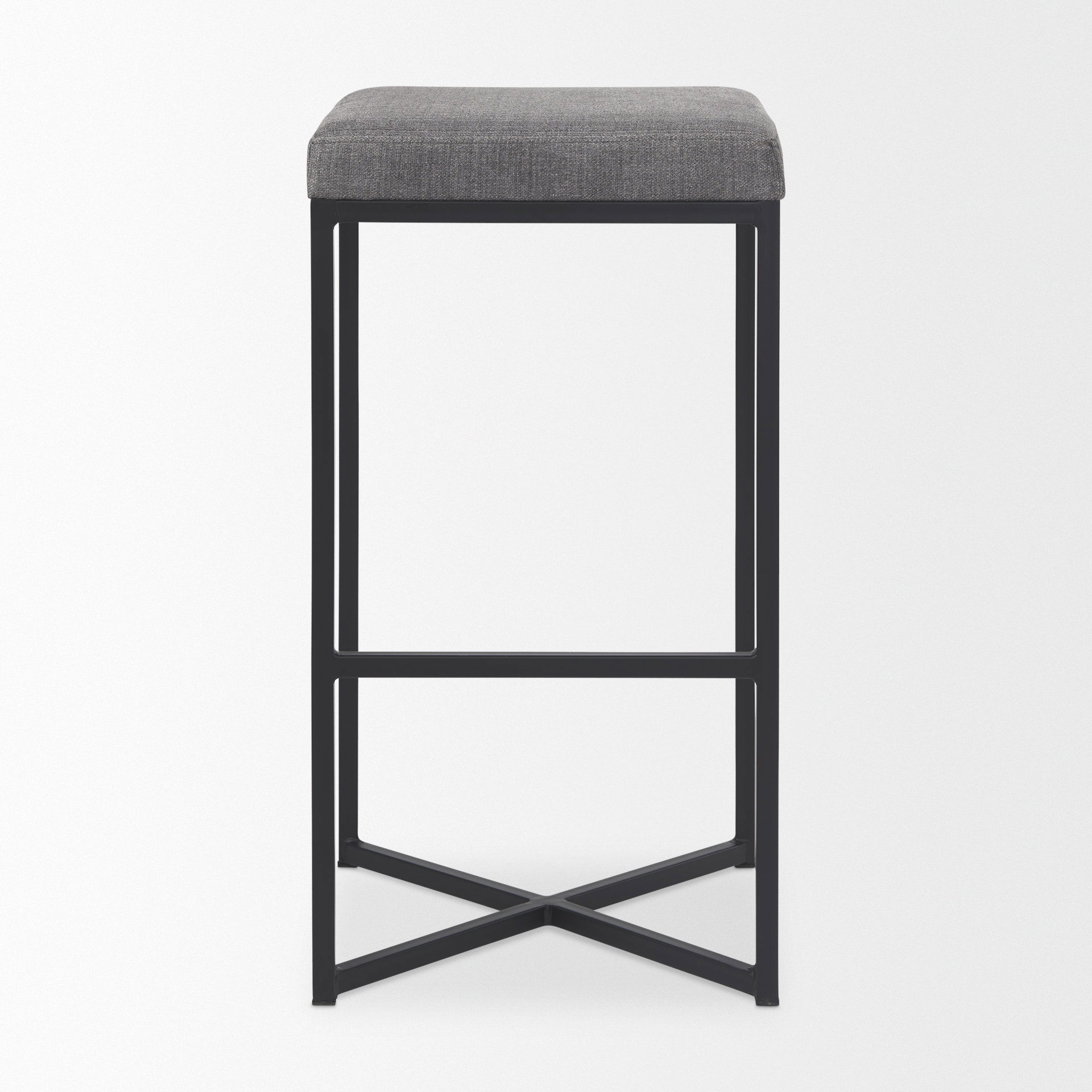 Frodo 29.75H Gray Fabric Seat with Black Iron Frame Bar Stool, Counter & Bar Stool by Mercana, 16.54" length x 16.54" width x 30.32" height View 3