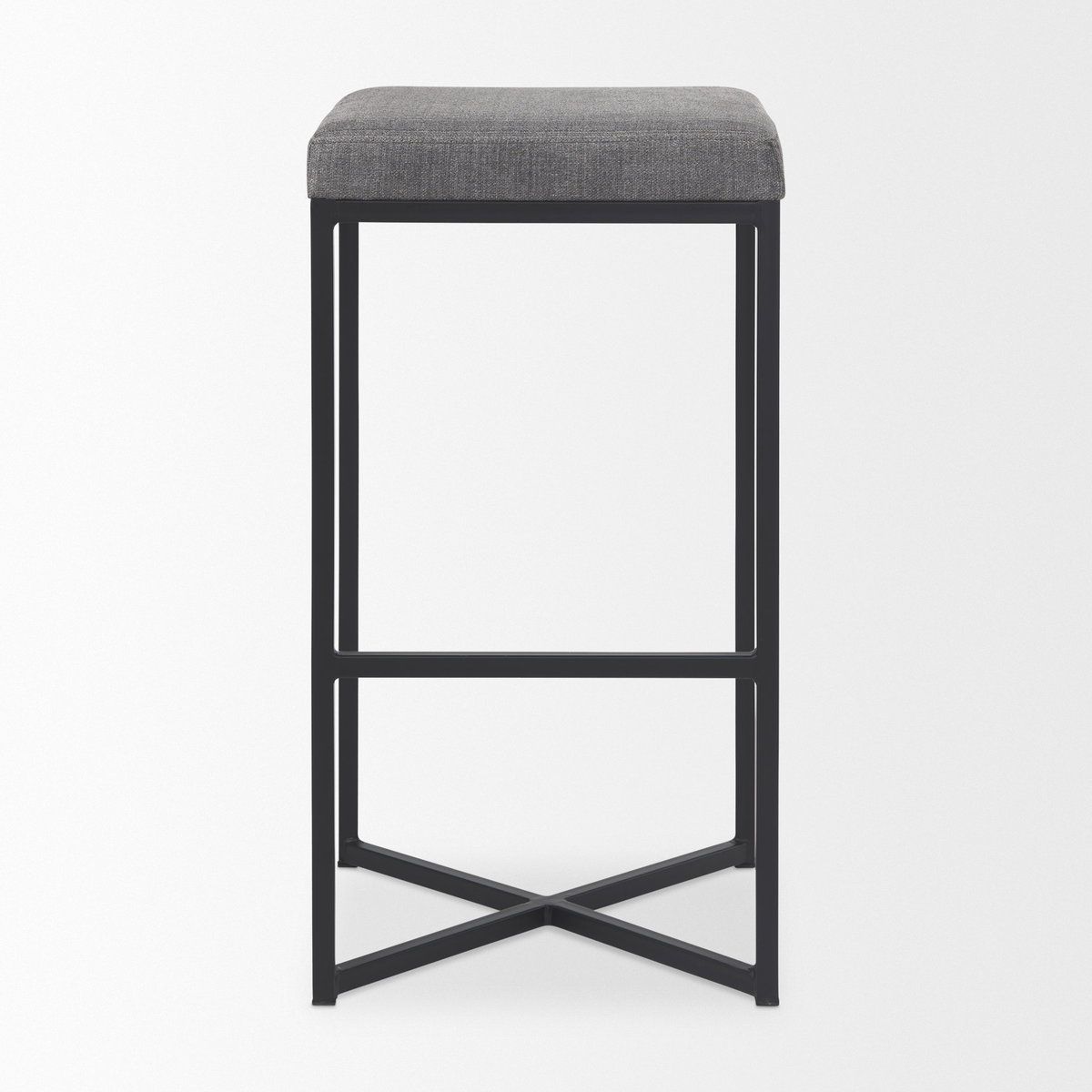 Frodo Backless 29.75in Seat Bar Stool | Gray Fabric with Black Iron, Counter & Bar Stool by Mercana, 16.54" length x 16.54" width x 30.32" height View 3