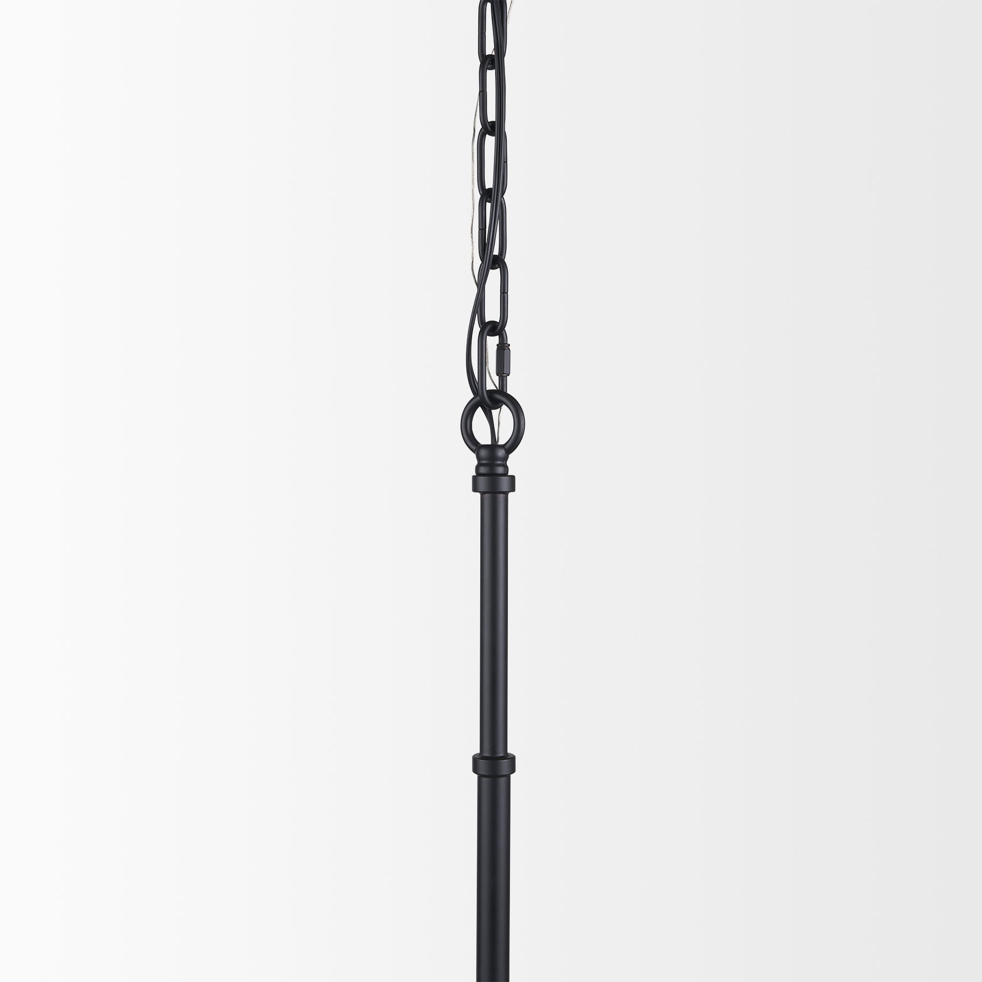 Edie Matte Black Metal with Frosted Glass Globe 1-Light Pendant, by Mercana, 12" length x 12" width x 54" height View 6