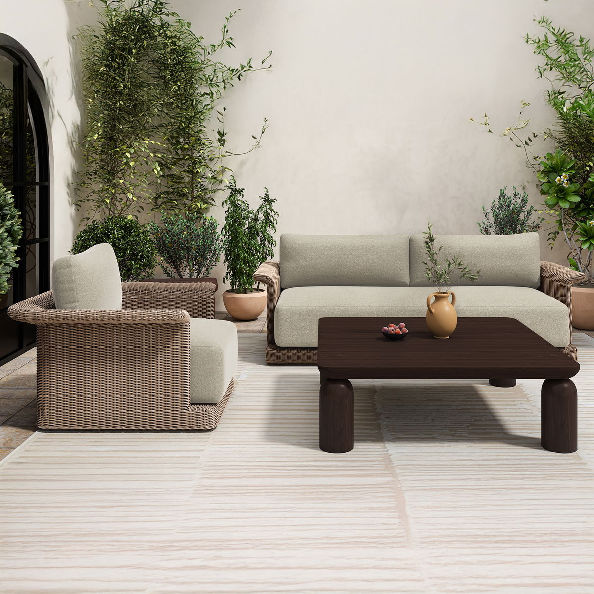 Meredith Outdoor Accent Chair Beige, Outdoor Chair by Moe's Home, 3'3.37" width x 2'6" height x 3'2.43" depth View 8