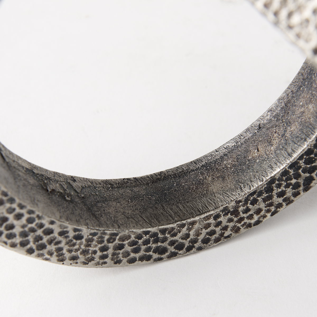 Rafiki Two Blackened Silver Hammered Finish Metal Conjoined Circles, Decorative Object by Mercana, 7.87" length x 5.91" width x 5.91" height View 11