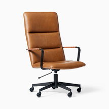 Online Designer Home/Small Office Cooper Mid-Century Dark Bronze High Back Old Saddle Leather Nut Office Chair