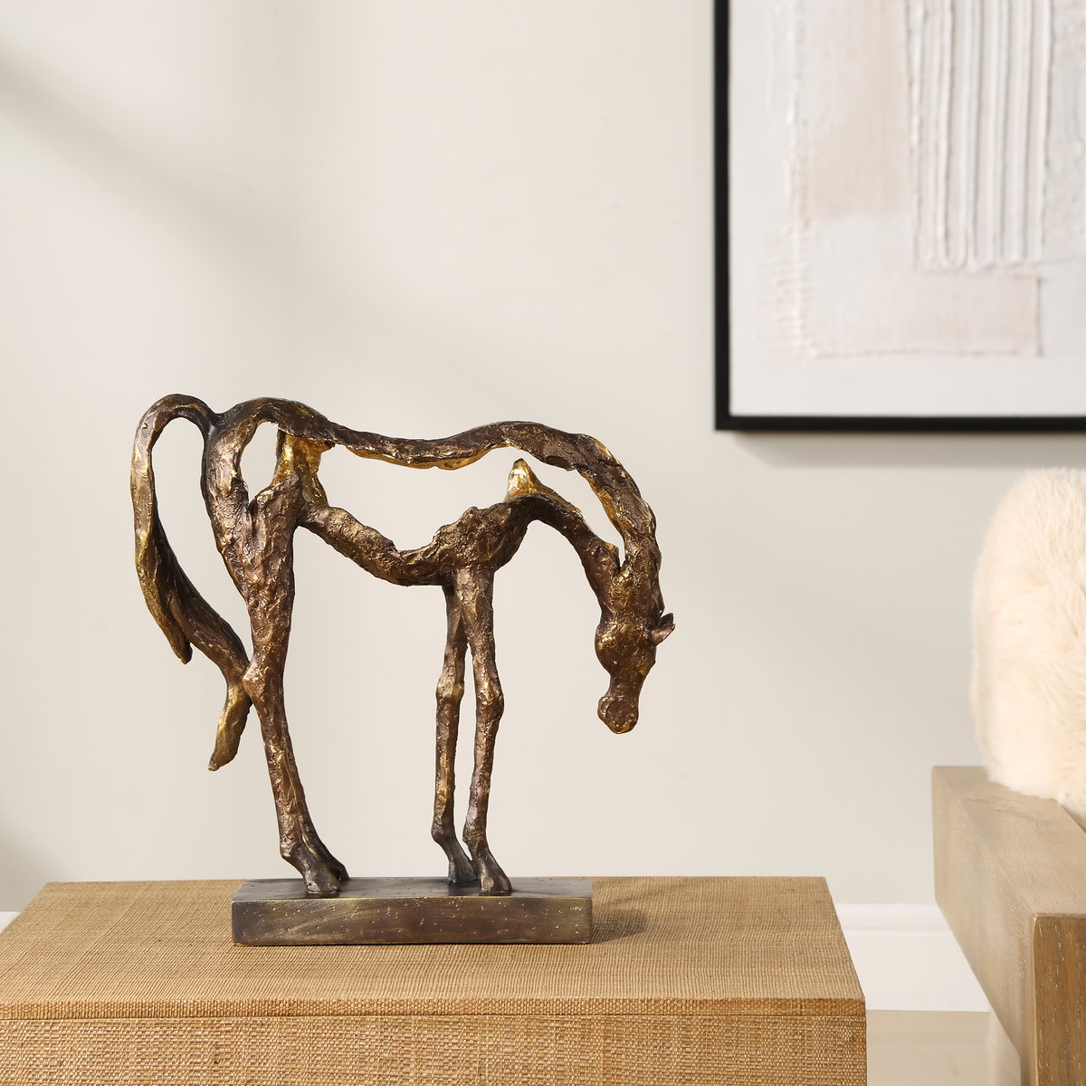 Openly Grazing Horse Sculpture, Decorative by Uttermost, 13" width x 13" height x 3.75" depth View 2