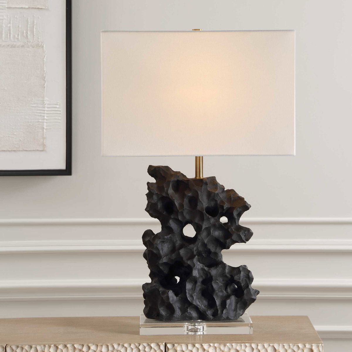 Basalt Black Stone Table Lamp, by Uttermost, 17" width x 27.25" height x 10" depth View 5
