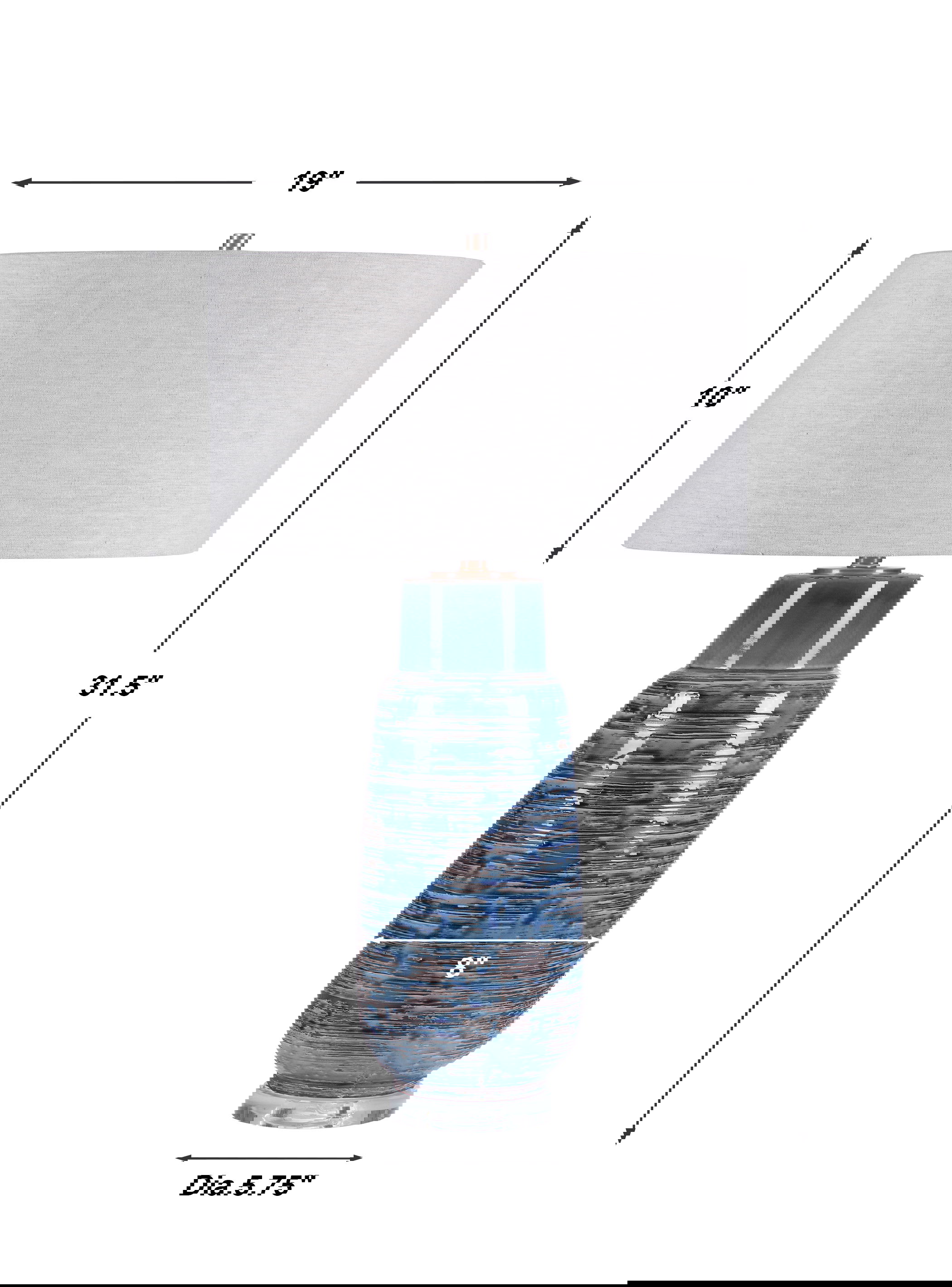 Magellan Blue Table Lamp, by Uttermost, 19" width x 31.5" height x 19" depth View 3