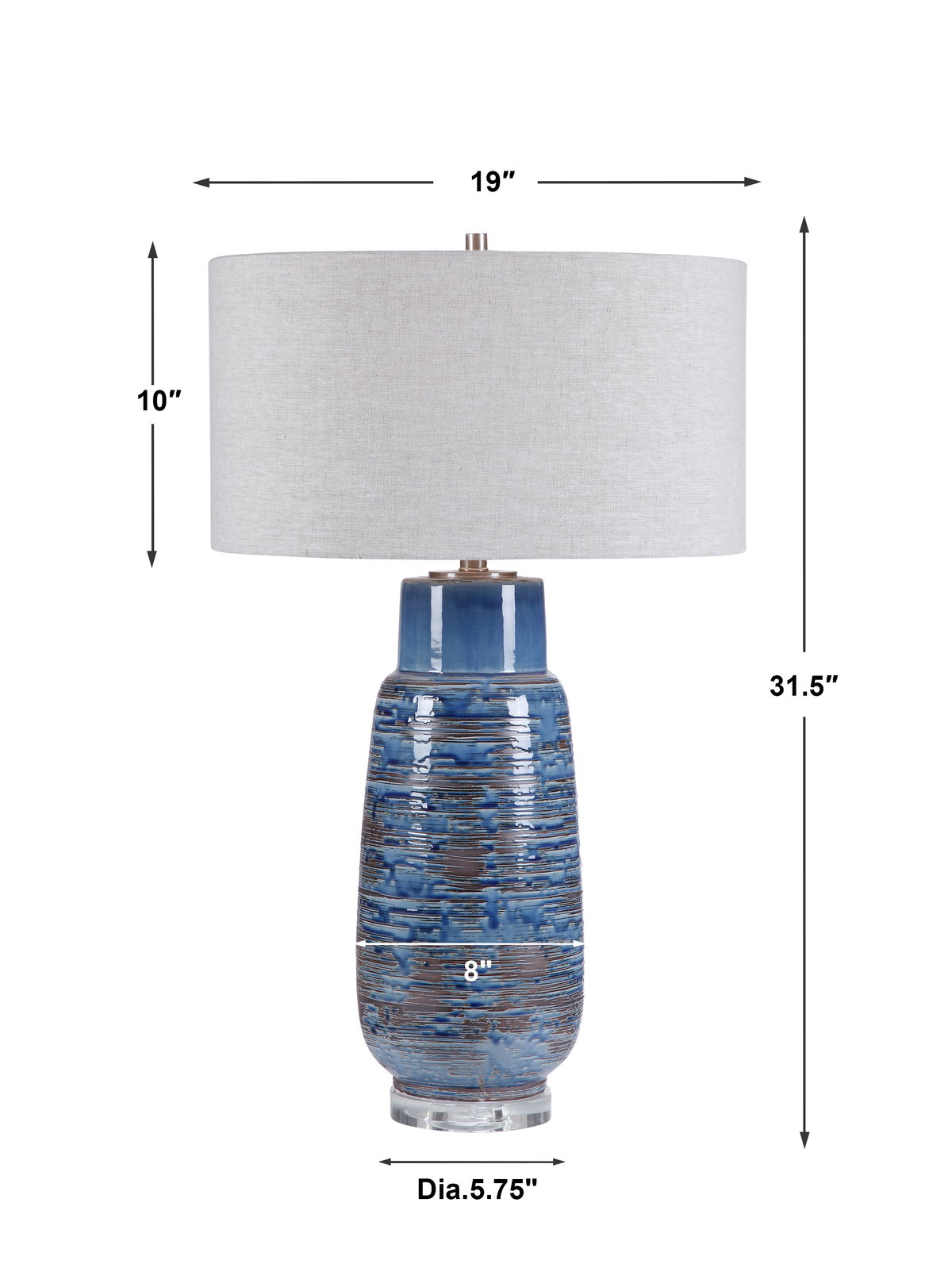 Magellan Blue Table Lamp, by Uttermost, 19" width x 31.5" height x 19" depth View 3