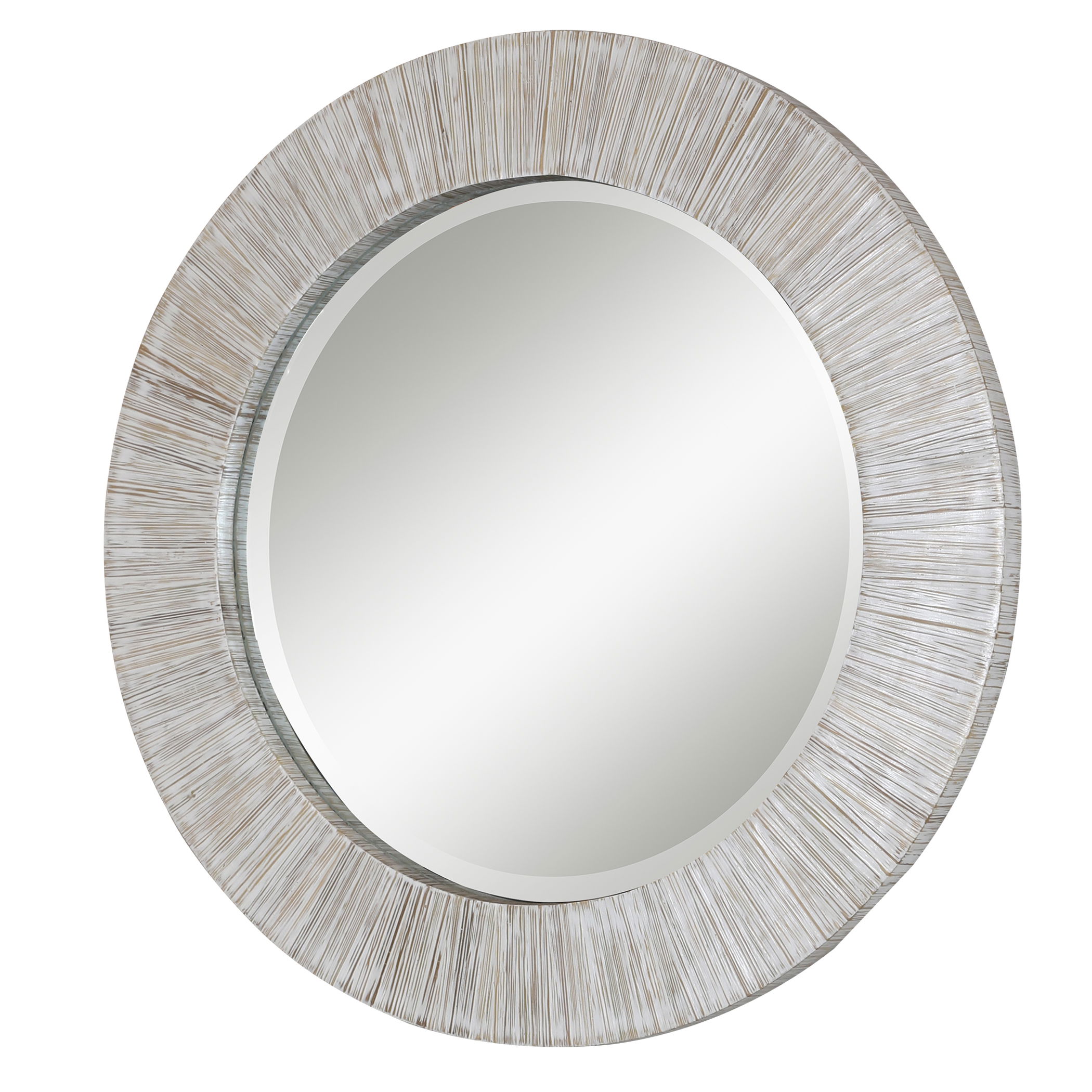 Repose Whitewash Round Mirror large image 