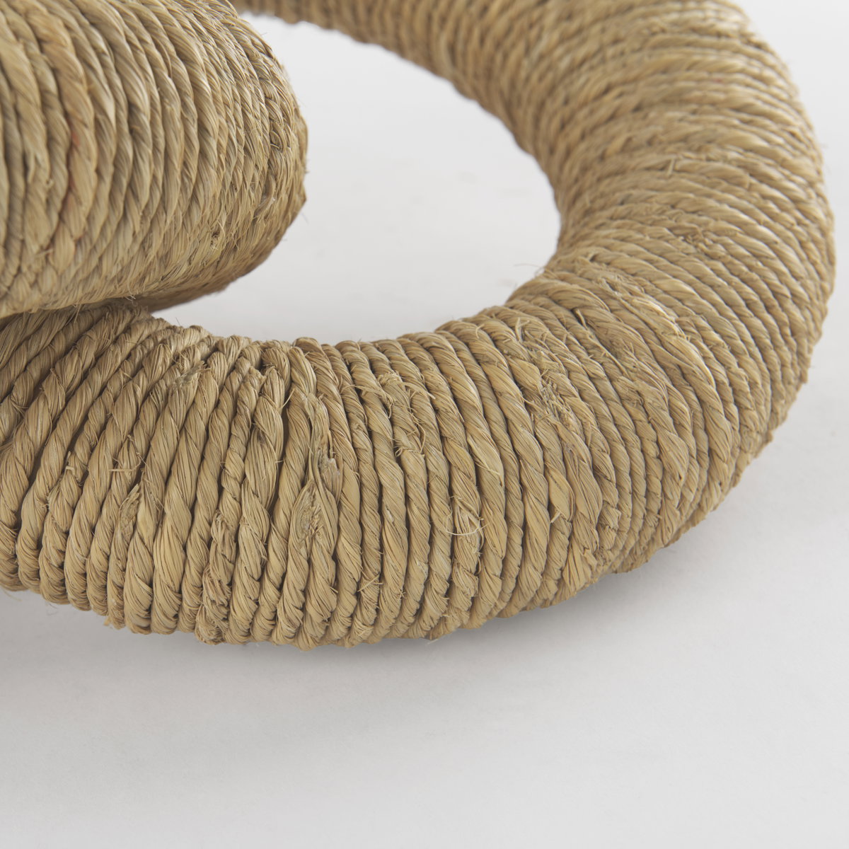 Alize Jute Wrapped Solid Wood Circular Chain Link Decorative Object, by Mercana, 14" length x 11" width x 8" height View 10
