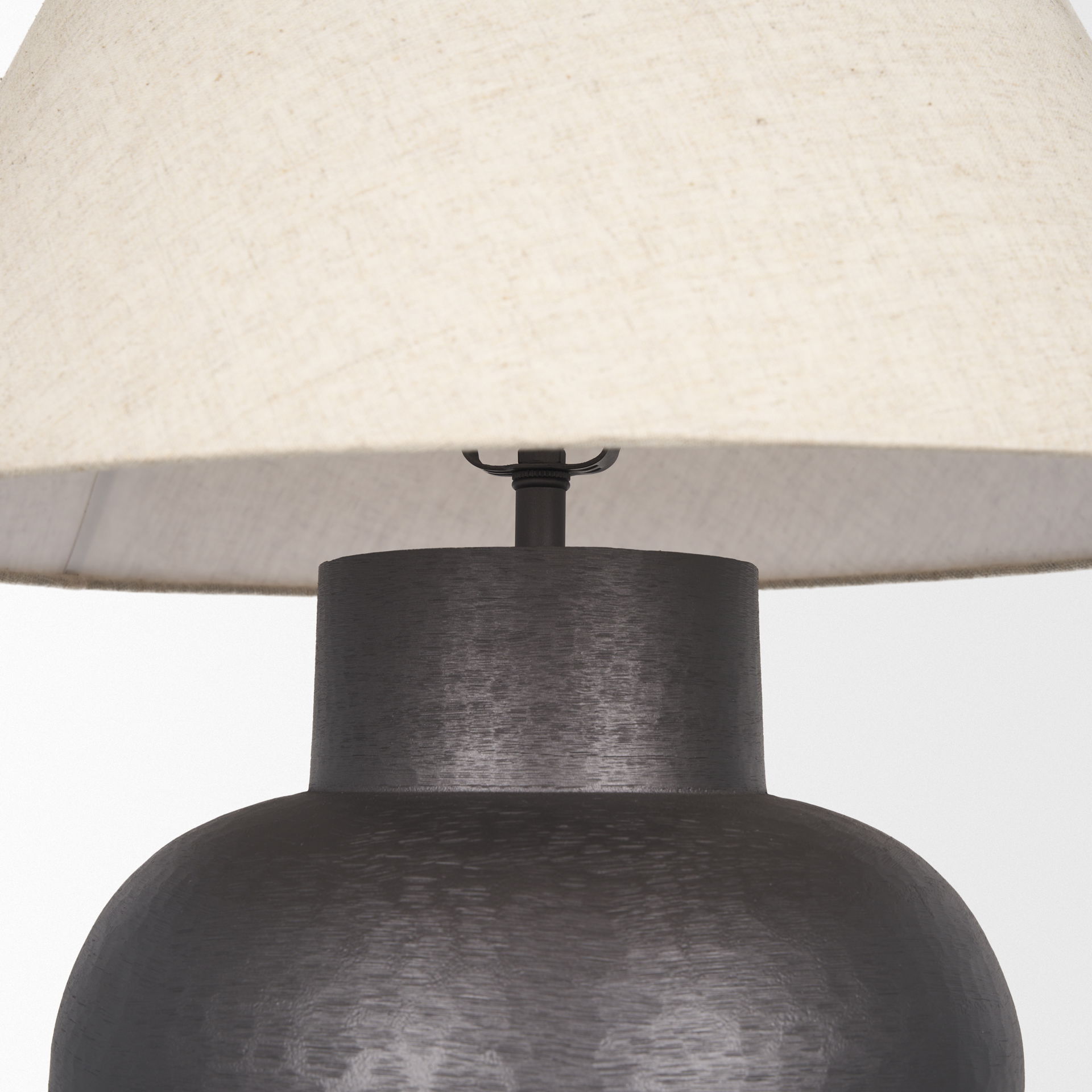 Salaah Black Brushed Metal with Beige Shade Table Lamp large image 