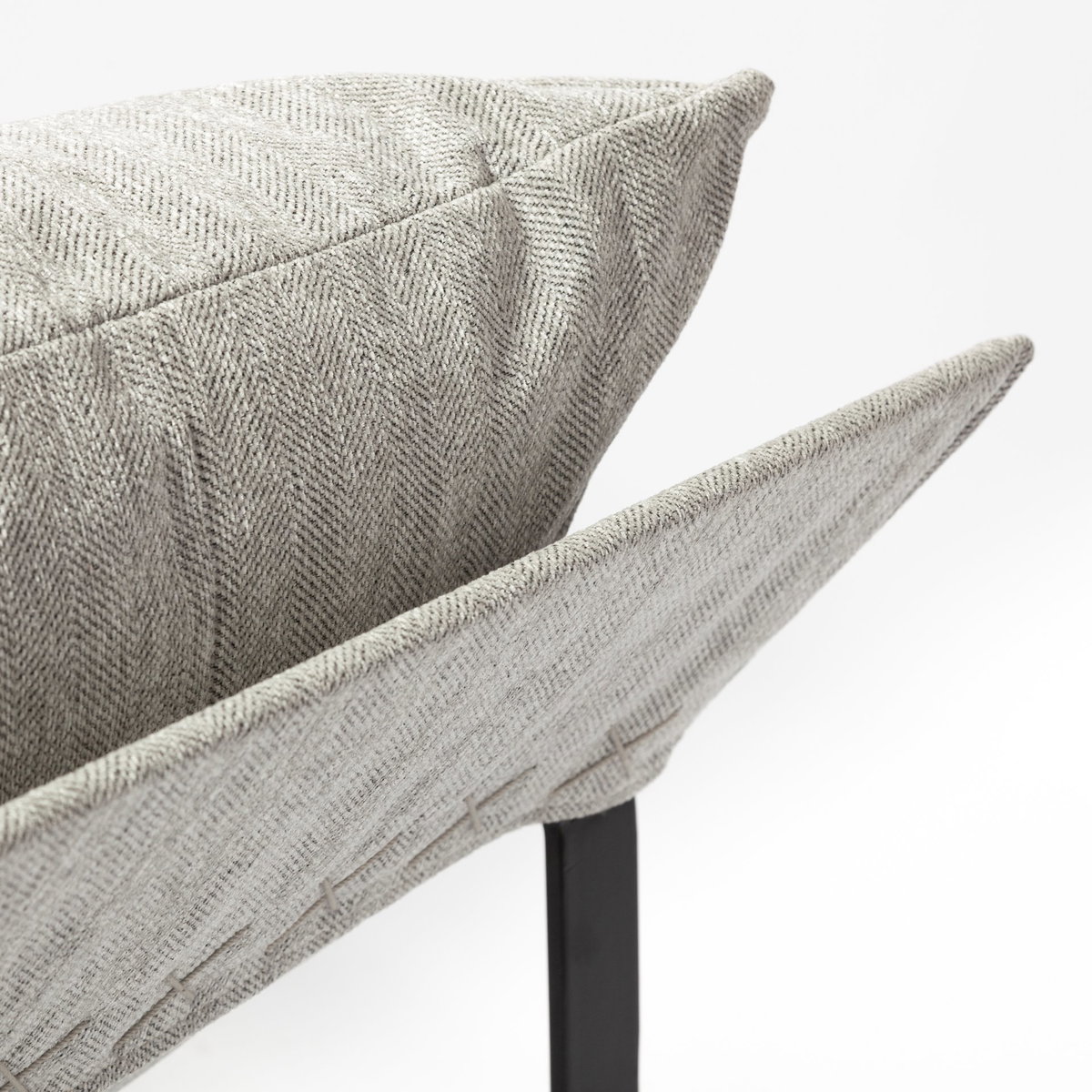 Guilia Frost Gray With Metal Frame Sling Accent Chair, by Mercana, 26.77" length x 34.88" width x 29.96" height View 9