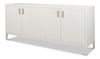 Blanco 4 Door Buffet, Cortina White, Cabinets & Sideboard by Sarreid, 80" length x 18" width x 34" height thumbnail 1