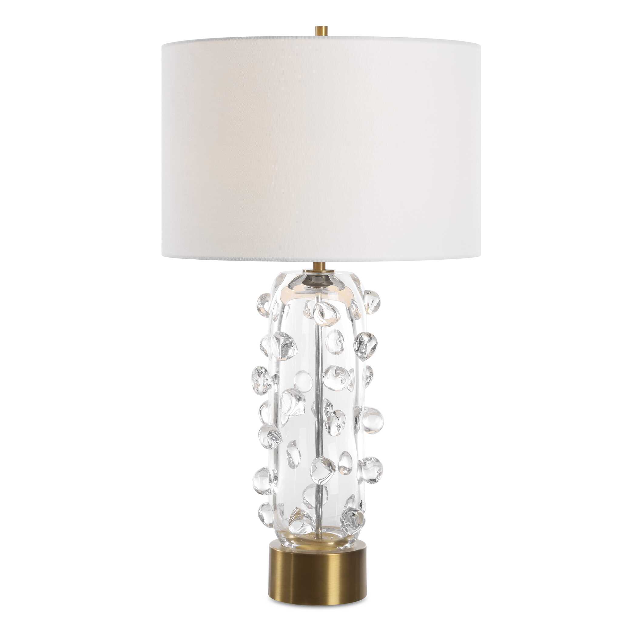 Aura Clear Glass Table Lamp, by Uttermost, 15" width x 27.75" height x 15" depth View 1