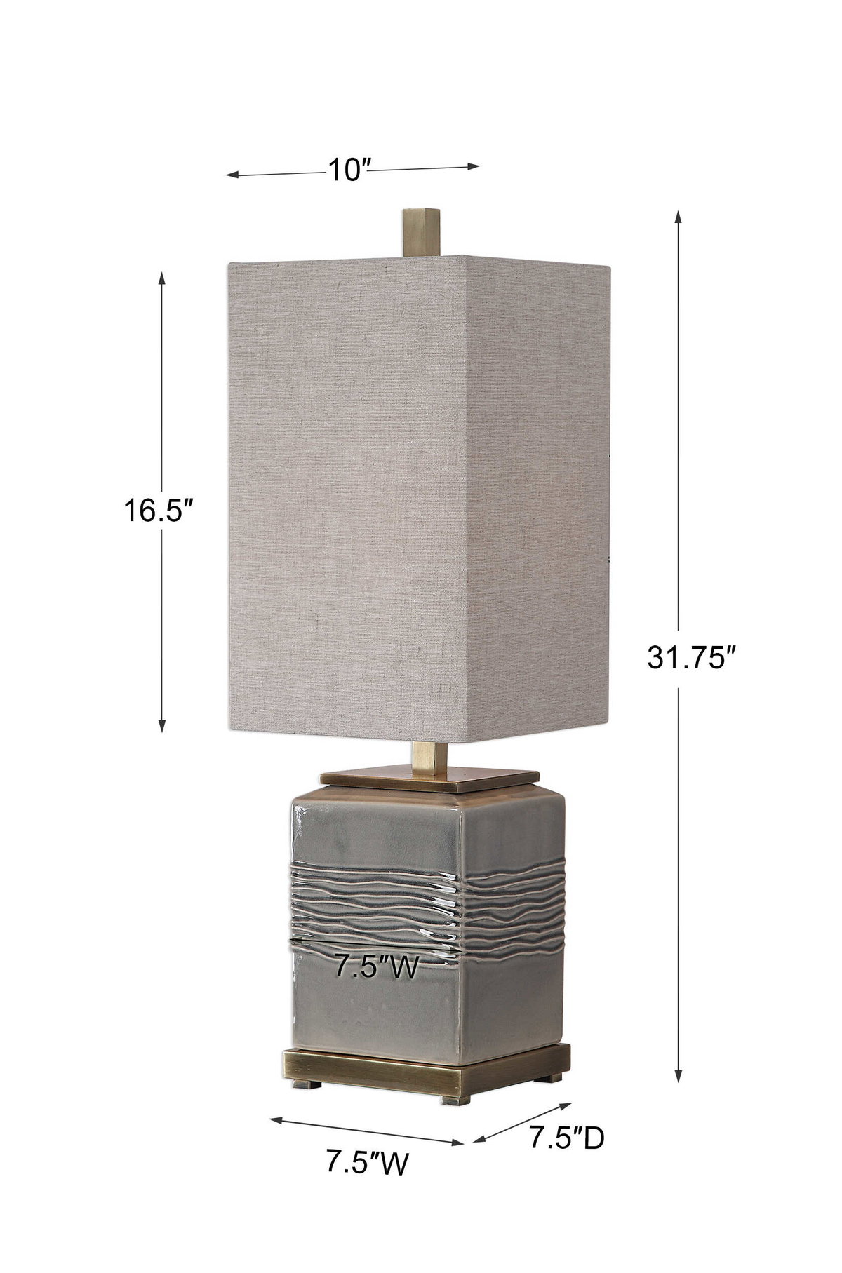 Covey Gray Glaze Buffet Lamp, by Uttermost, 10" width x 2'7.75" height x 10" depth View 3