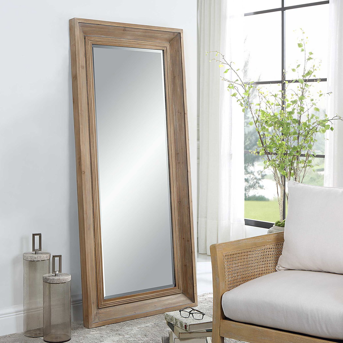 Missoula Large Natural Wood Mirror, by Uttermost, 2'8" width x 5'10" height x 2.62" depth View 4