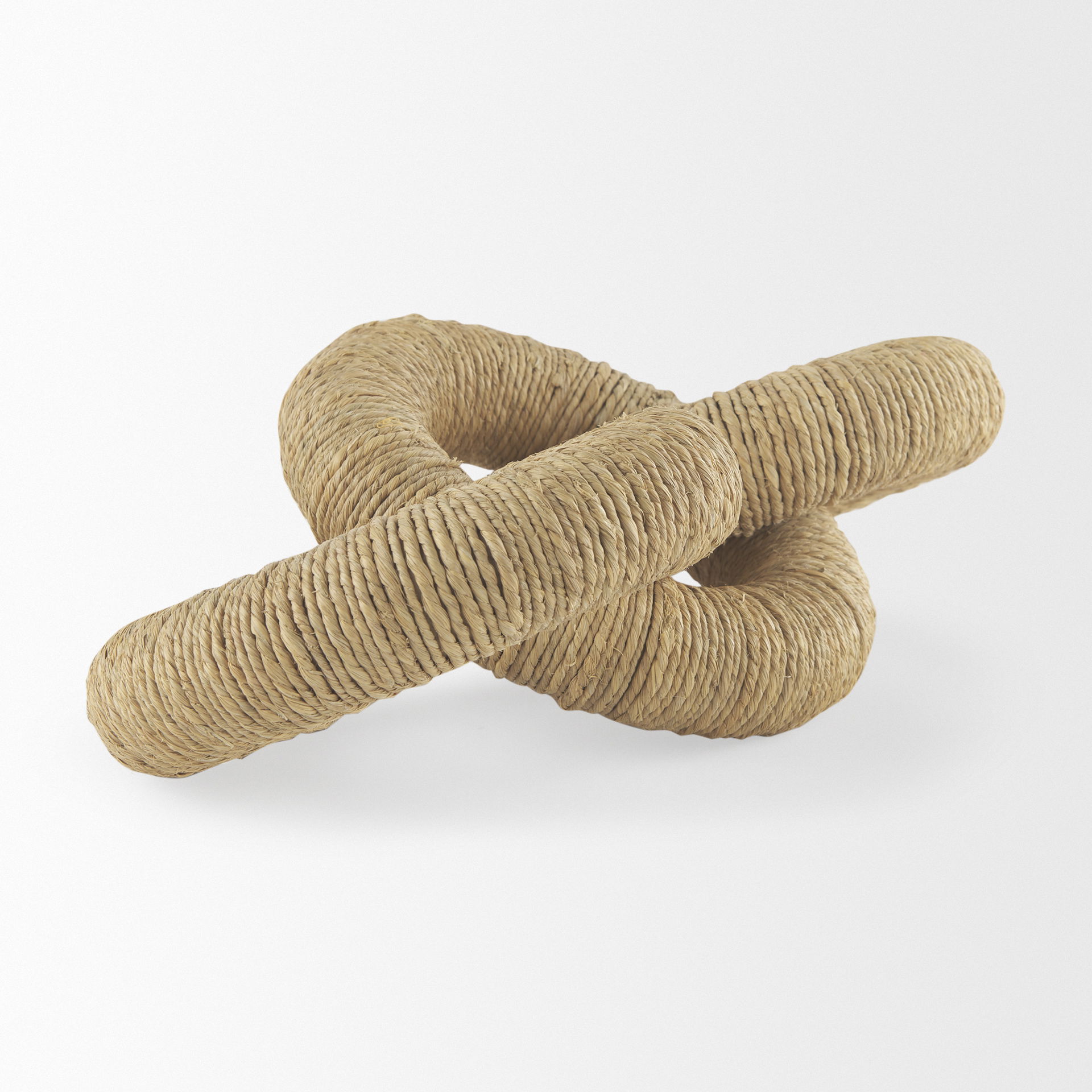 Alize Jute Wrapped Solid Wood Circular Chain Link Decorative Object, by Mercana, 14" length x 11" width x 8" height View 6