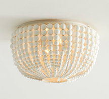 Online Designer Living Room Bristol Wood Bead Flush Mount, White