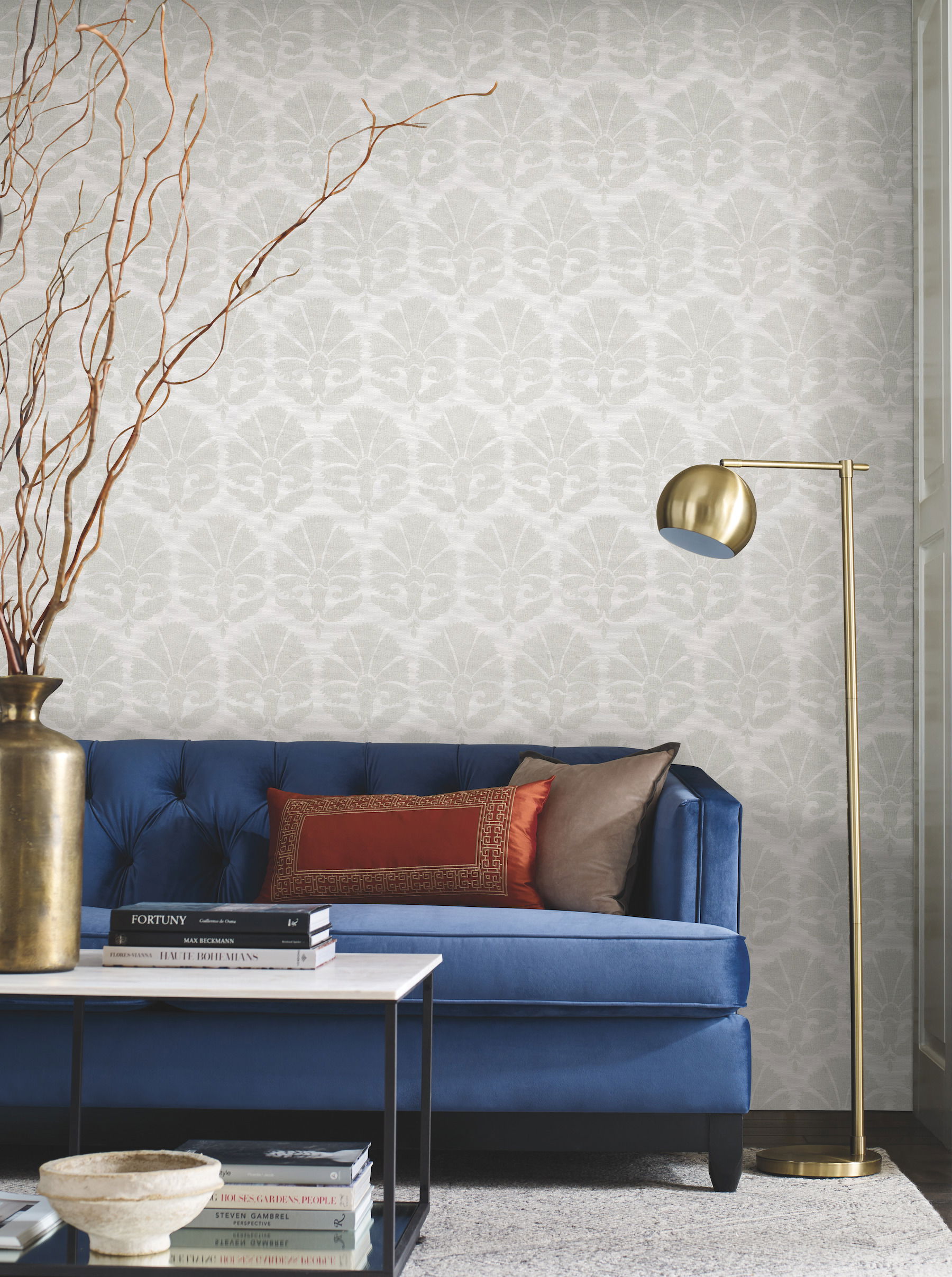 Ottoman Fans Lily White & Cream Wallpaper Ottoman Fans Lily White & Cream Wallpaper large image