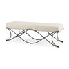 Ayla 55L x 17.6W x 18H Cream Fabric Seat with Antique Nickel Frame Bench, Benche by Mercana, 55" length x 19.75" width x 20.5" height thumbnail 1