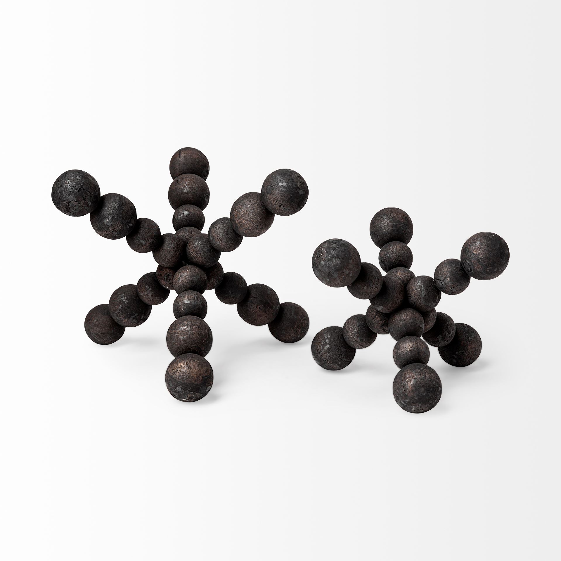 Carollan II (Large) 9L x 9W Black Geometric Wood Ball Jack, Decorative Object by Mercana, 9.06" length x 9.06" width x 9.06" height View 7