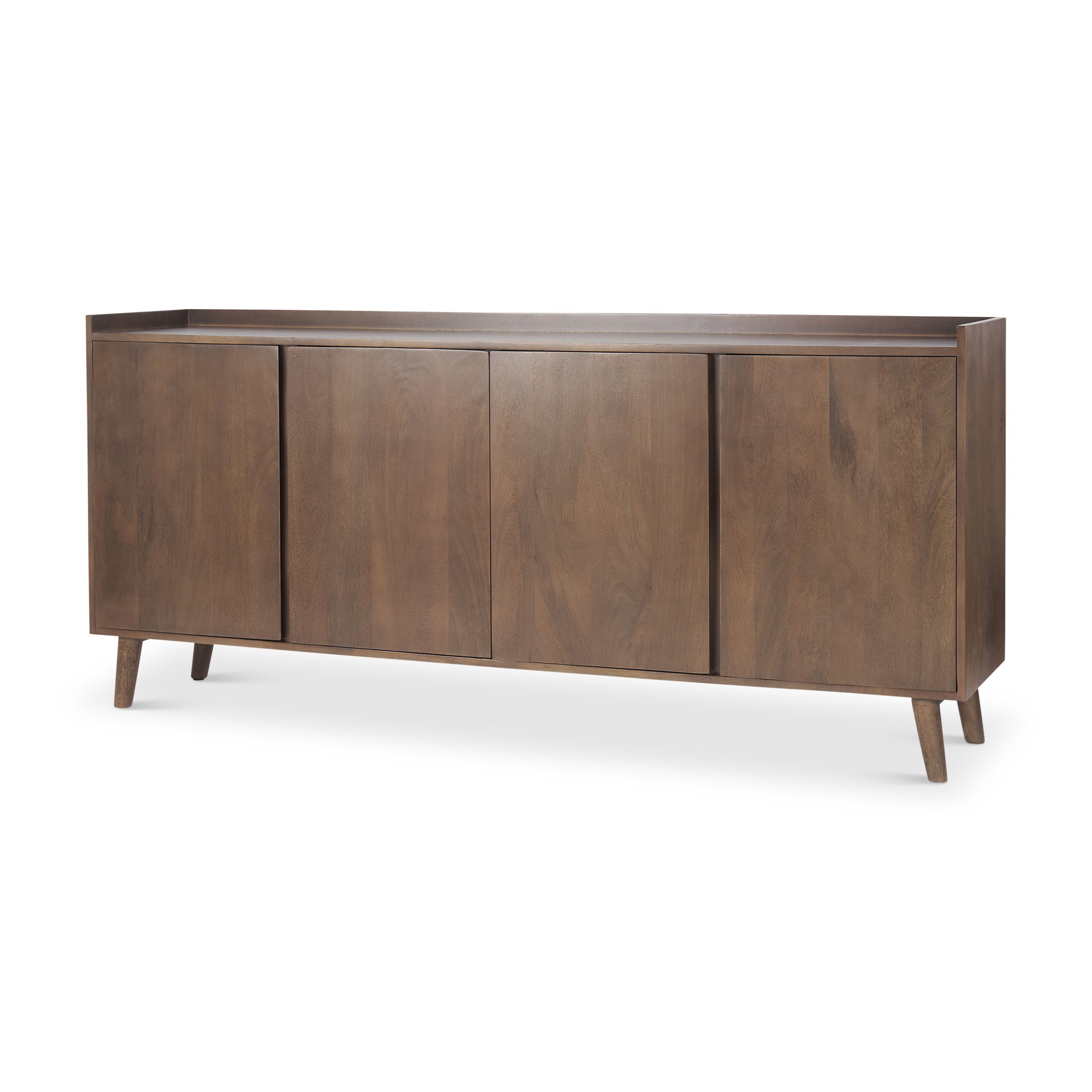 Lillie Medium Brown Wood 4 Door Tray Top Sideboard, Sideboards & Buffet by Mercana, 70.75" length x 16" width x 32" height View 1