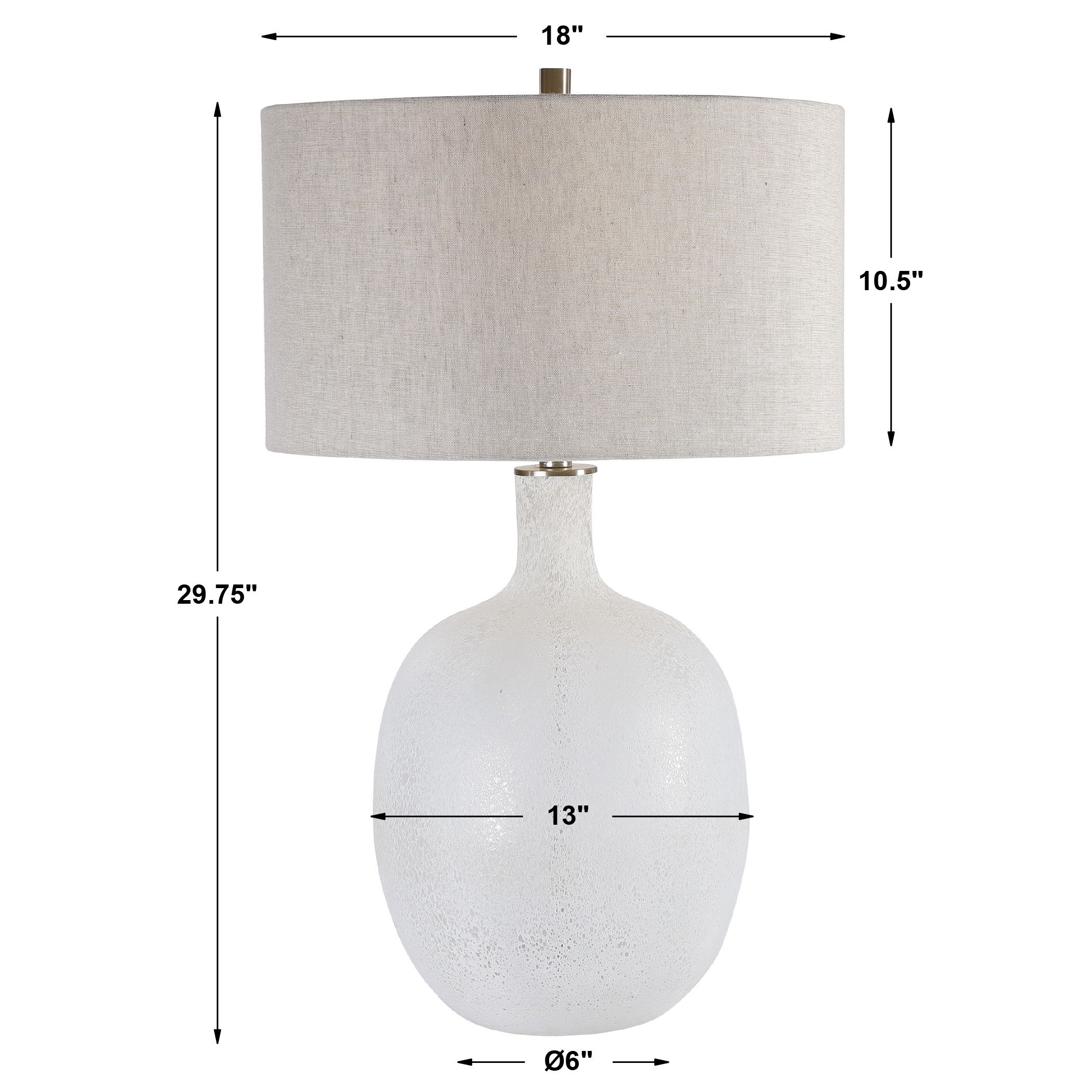 Whiteout Mottled Glass Table Lamp, by Uttermost, 18" width x 29.75" height x 18" depth View 3