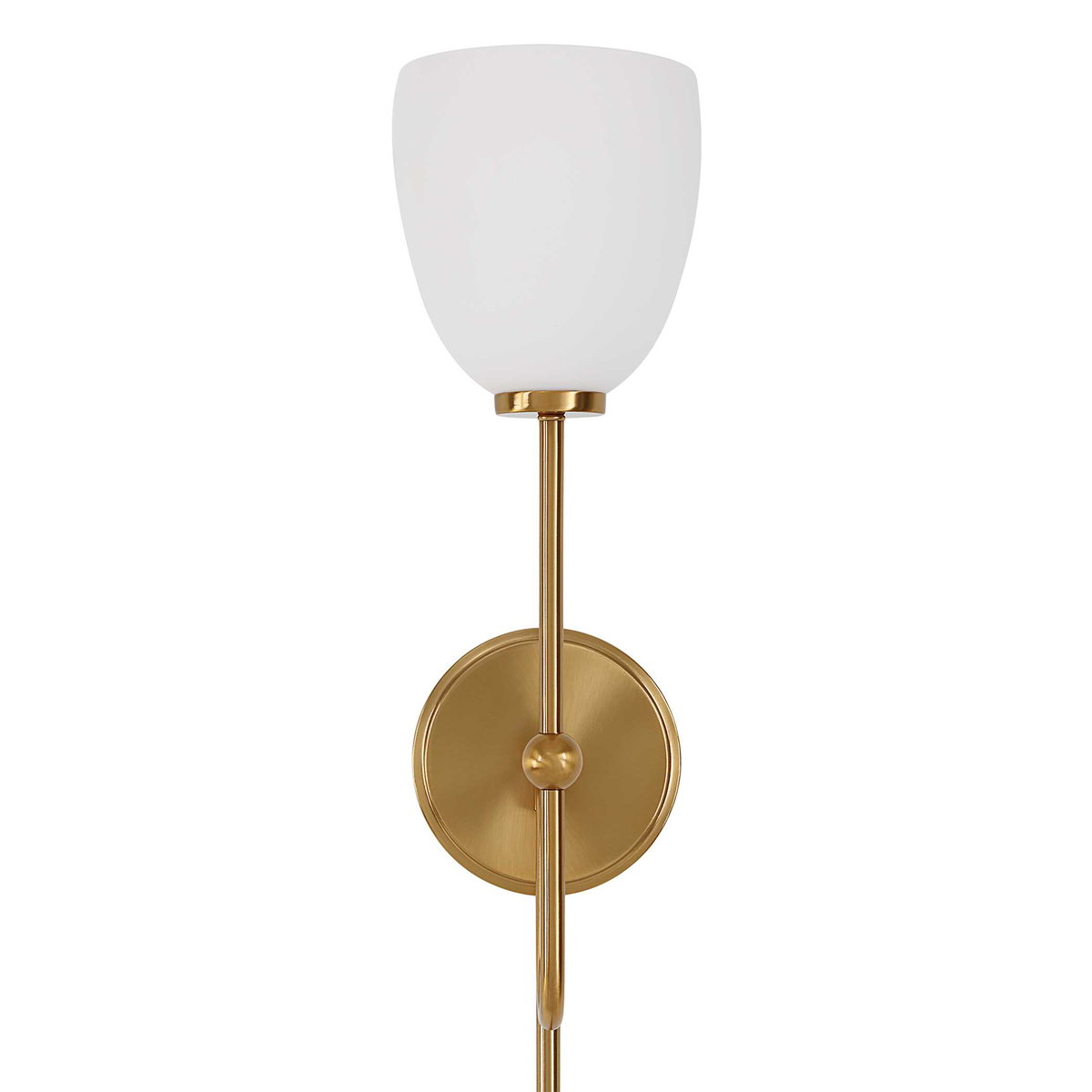 Trophy 1 Light Brass Sconce, by Uttermost, 5.75" width x 18.25" height x 5.75" diameter x 8" depth View 5