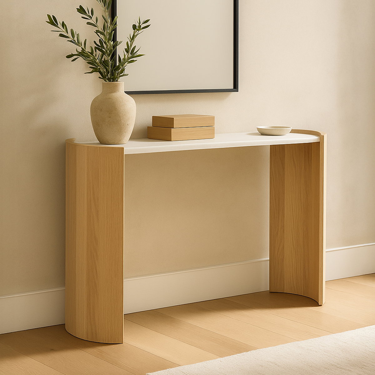 Dala Console Table White, by Moe's Home, 50" width x 31" height x 17" depth View 7