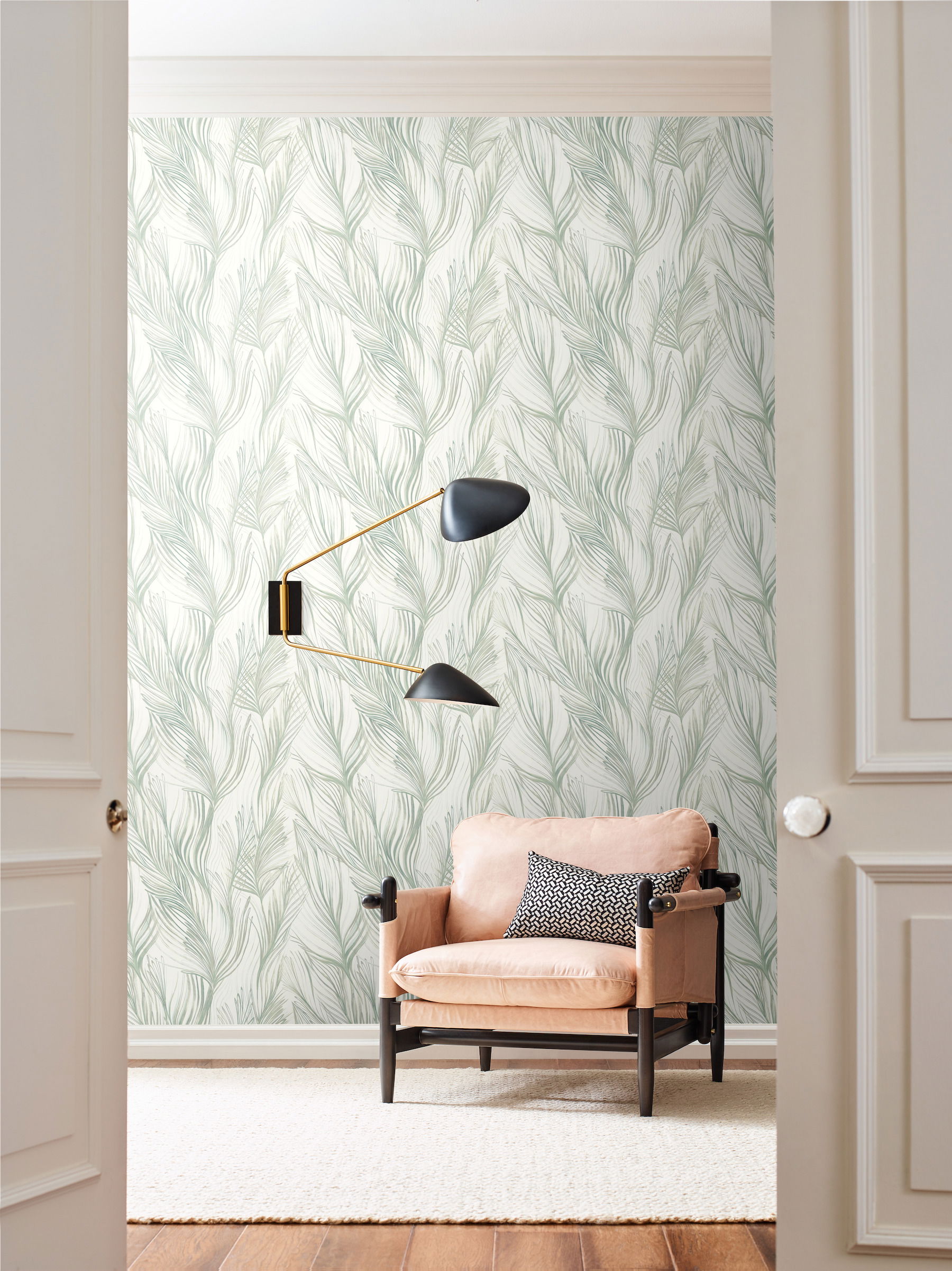 Peaceful Plume Light Blue Wallpaper, by York Wall, 27' length x 2'3" width x 0.02" depth View 2