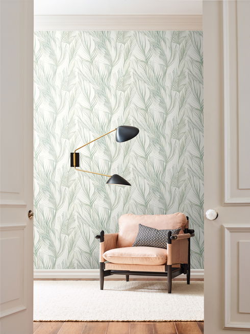 Peaceful Plume Light Blue Wallpaper