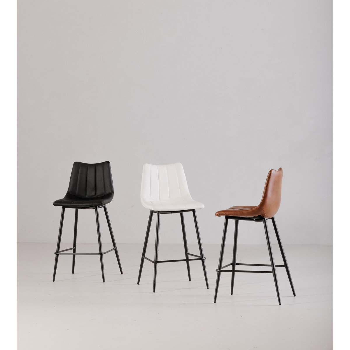 Alibi Barstool Matte Black - Set Of Two, Counter & Bar Stool by Moe's Home, 17.7" width x 41.5" height x 20" depth View 9