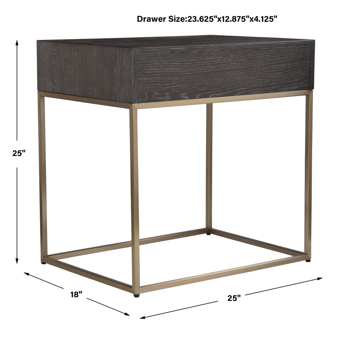 Armistead Walnut Side Table, Side & End Table by Uttermost, 25" width x 25" height x 18" depth View 3