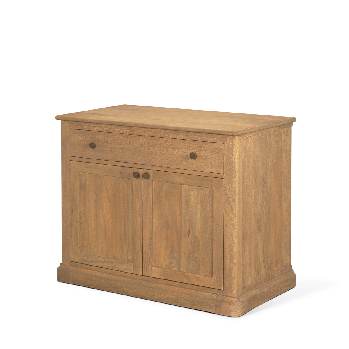 Baron Light Brown Solid Wood with Gunmetal Knobs 2-Door Accent Cabinet, Cabinets & Chest by Mercana, 34" length x 18.5" width x 27" height View 1