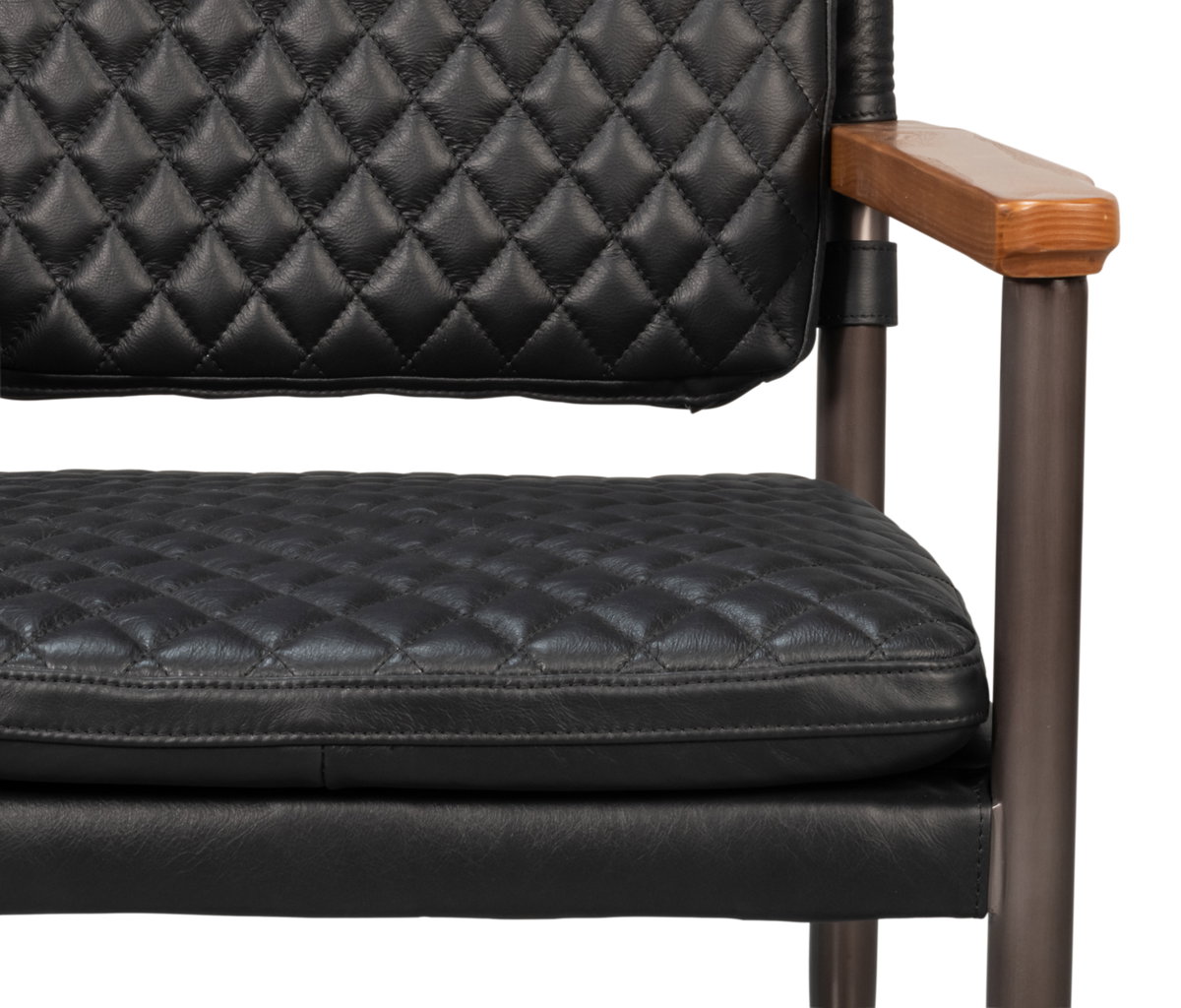 The Harley Chair  Onyx Black Leather, by Sarreid, 1'11" length x 1'11" width x 2'9" height View 5