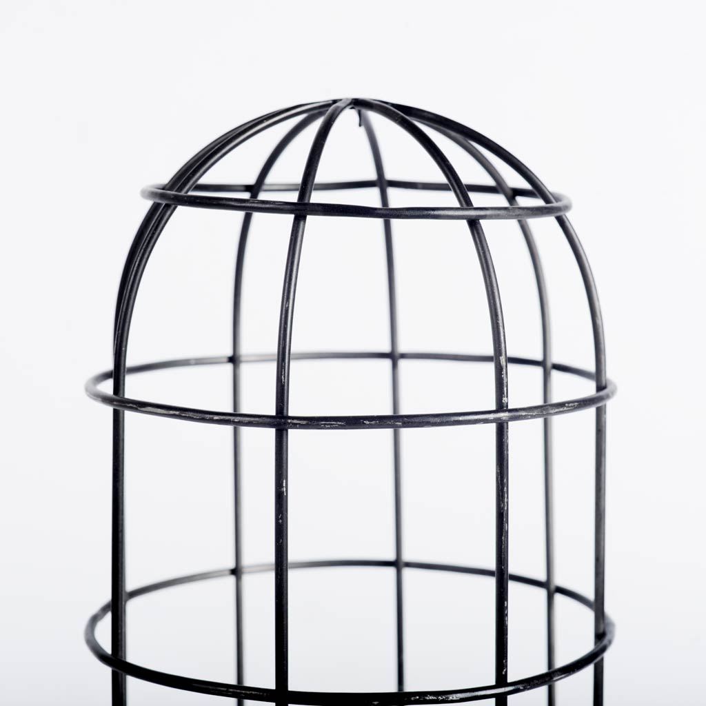 Carkner I (38'H) Gun-Metal Grey Cylindrical Metal Cage Table Lamp, by Mercana, 17" length x 17" width x 38" height View 4