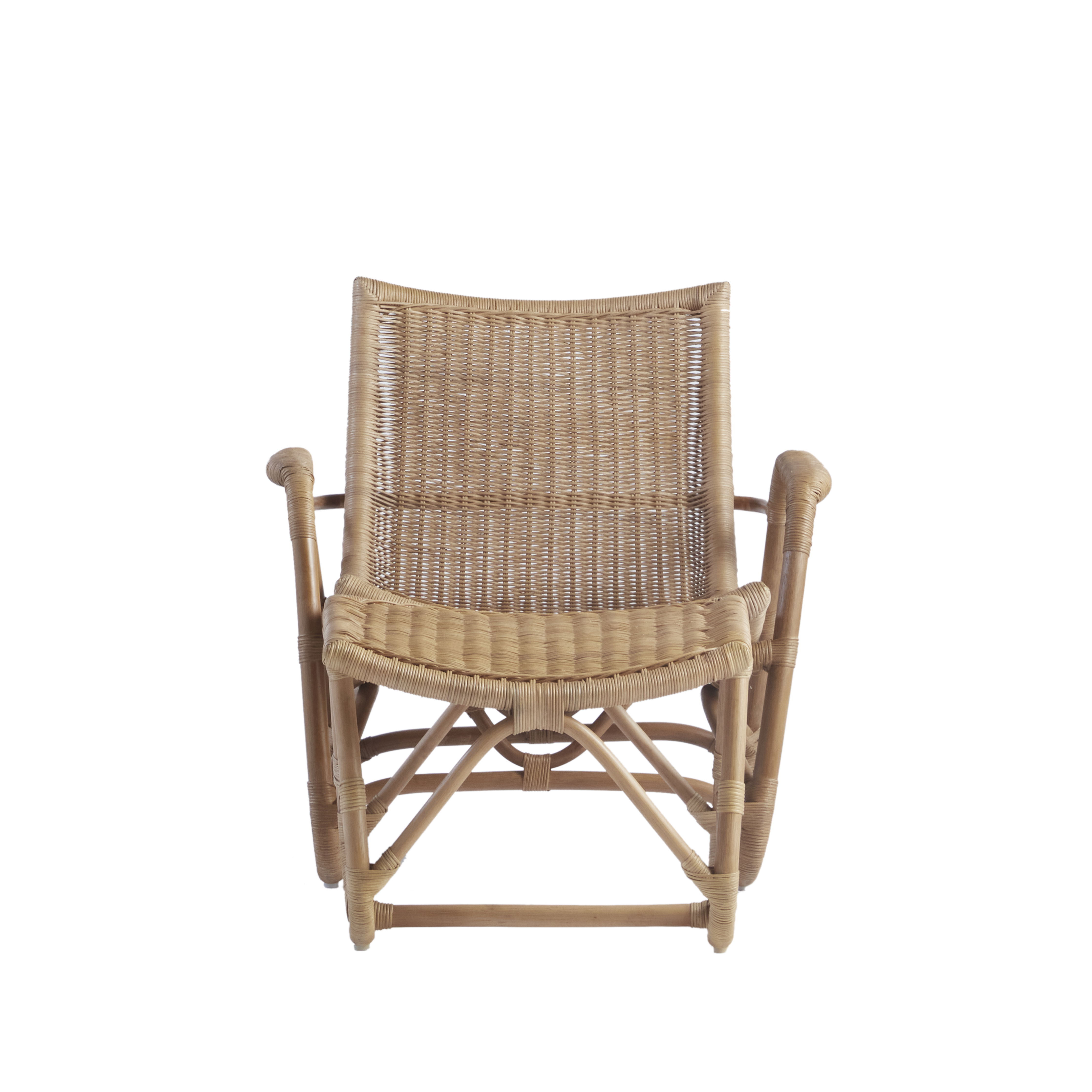 Bodega Wicker Lounge Chair + Ottoman in Natural, Outdoor Chaise Lounge by Woven, 1'7.75" width x 1'1.75" height x 1'3.75" depth View 1