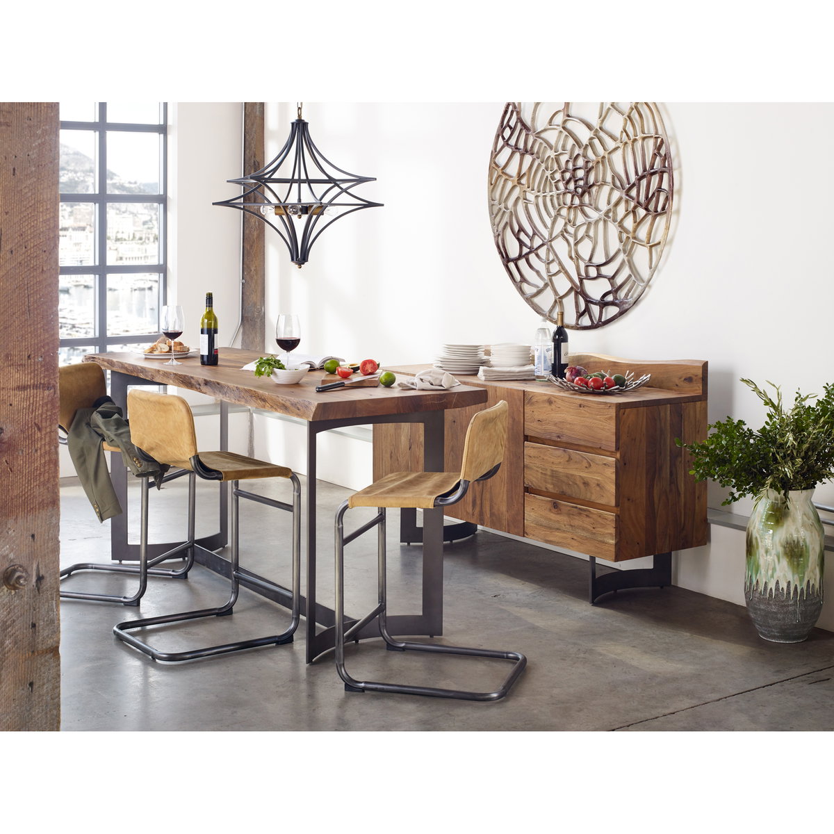 Bent Counter Table Brown, Counter & Bar Table by Moe's Home, 80" width x 36" height x 28" depth View 6